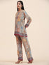 Shivani Girdhar in Samma Chikankari Co-ord Set in Polysilk for Women- Orange multicolour Print